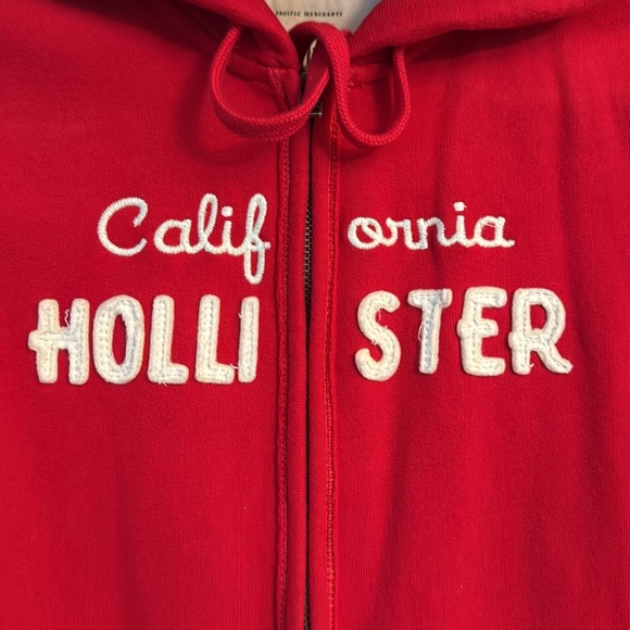Hollister: Women Red Zip Up Hoodie, Small - Picture 2 of 6